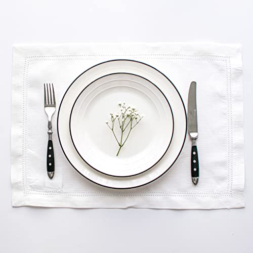 Varvara Home manteles Individuales | Paquete de 2 manteles Individuales de Lino Manteles Individuales | Práctico, Robusto, vainica, 100% Lino, 50x35 cm, Color Blanco, 1702 Cover
