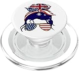 Half American Australian Roots Australia USA Moño desordenado Mujeres PopSockets PopGrip para MagSafe