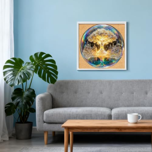 Rompecabezas redondo de 1000 piezas para adultos - Árbol de la Vida de Cristal | Diámetro 26.6 pulgadas, alivio del estrés y desafío cognitivo, regalo ideal de atención plena, juego familiar, decoración artística de pared miniatura 2