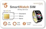 SpeedTalk Mobile $5 Prepaid Smart Watch SIM Card Kit for 5G 4G LTE Smartwatch, Wearables | Triple Cut 3 in 1 Simcard - Standard Micro Nano | No Contract | USA Coverage 30 Days Service