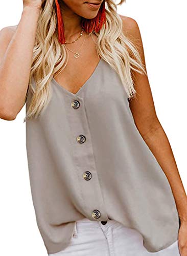 MOLERANI para Mujer, Sexy, con Cuello en V, Tirantes Finos, Camisetas sin Mangas, Blusas sin Mangas fluidas sólidas, Camisas Albaricoque XL Cover