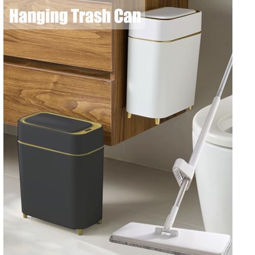 Caneca de basura automática rectangular 2 galones negro oro miniatura 3