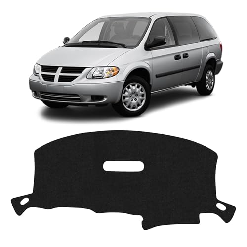 KUST Black Dash Cover for Dodge Caravan/Grand Caravan/Chrysler Town Country 2001-2007 (Without Raised Display w/o Sensor) Polyester Dashboard Cover Non-Slip Car Accessories No Glare