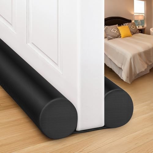 Image of MAXTID Door Draft Stopper for Bottom of Doors Large Door Sweep Under Door Light Blocker Adjustable 34 inch Black