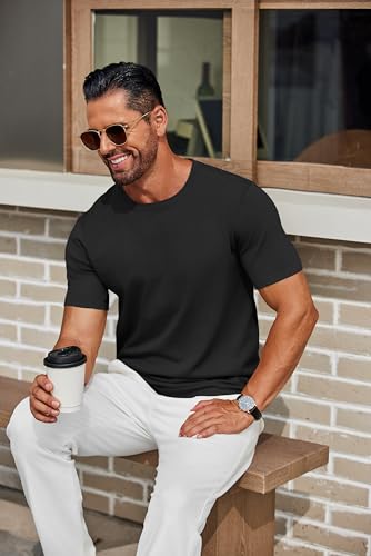 COOFANDY Mens Knit T-Shirts Casual Crewneck Short Sleeve Shirts Summer Tops Basic Pullover Tees4