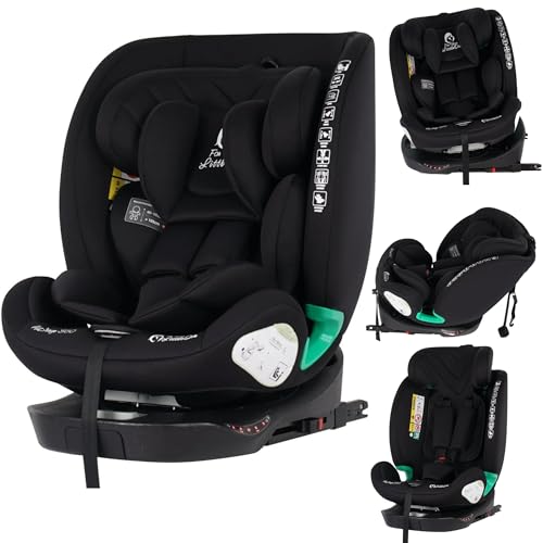 For Your Little One AllStage 360 Group 0/1/2/3 Car Seat ISOFIX i-Size 360-Degree Rotation Rear and Forward-Facing Birth to 12 Years 5-Point Harness 7 Height Positions (Midnight Black)