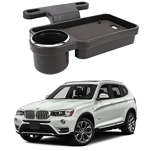 Image of Oshotto (FT-04) Foldable Car Auto Headrest Rear Back Seat Table Drink Food Cup Tray Holder Compatible with BMW X3 - Black