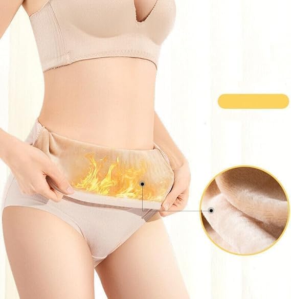 New Velvet Thermal Underwear for Women, High-Waist Pure Cotton Waist-Protecting Belly-Control Thickened Briefs