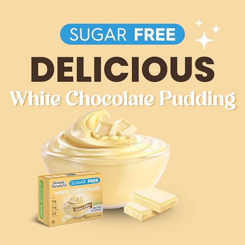 Image of Simply Desserts White Chocolate Instant Pudding, Sugar-Free, 6-Pack - Healthy Dessert, Keto Snacks, Vegan & Diabetic-Friendly, Kosher, 1.7 Oz Ea