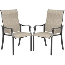 UDPATIO Patio Dining Chairs Set of 2, High Back Wide Seat Outdoor Furniture Chairs with All Weather Breathable Textilene, for Garden Backyard Deck, Brown