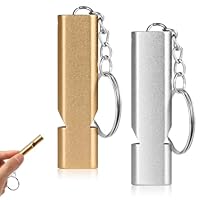 FOMGIIN 2 Stück Trillerpfeife, Whistle Signalpfeife Notfall Laut, Metall Trillerpfeifen Notfallpfeife mit Schlüsselanhänger, Outdoor Emergency Schiedsrichter Survival Pfeife(Golden, Silber)
