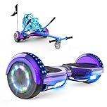 RCB Hoverboards with Go Kart Seat Bundle for Kids Segways Built in LED lights Bluetooth Speaker Hoverboards, Gift for Kids and Adult