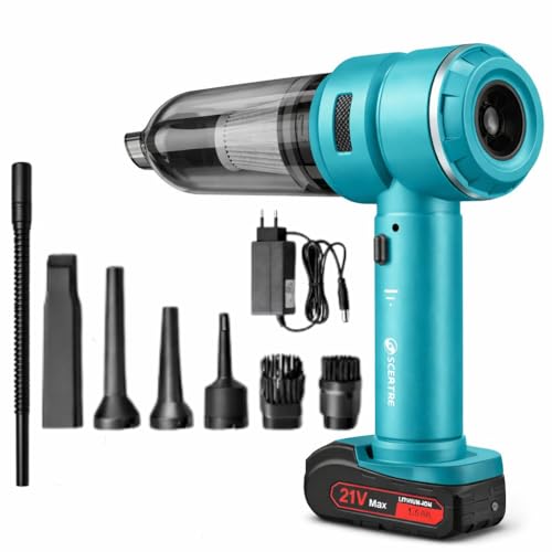 Image of Sceptre Cordless Vacuum Cleaner & Air Duster for Car use| Home & Office use |15000Pa Powerful Suction| 21V Rechargeable Battery| 4-in-1 Wireless Cleaner for Sofa, Bed, Carpet & PC Cleaning & More