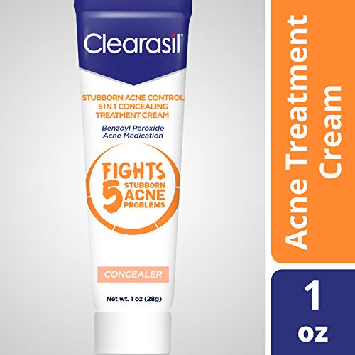 Clearasil Stubborn Acne Control 5in1 Concealing Treatment Cream, 1 oz, Benzoyl Peroxide Acne Medication