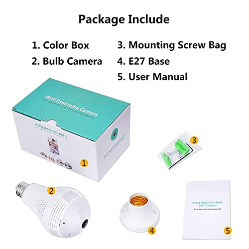 Light Bulb Security Camera, 2K 3Mp 360 Panoramic Camera, Wifi Light Socket Security Cameras Indoor Outdoor Wireless For Home Pet Baby, Two-Way Audio, Motion Detection, Color Night Vision #TOP6