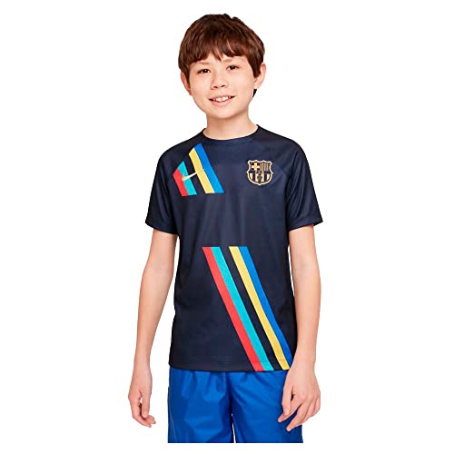 NIKE 2022-2023 Barcelona Pre-Match Training Football Soccer T-Shirt (Obsidian) - Kids Navy