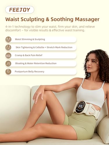 Waist Trainer for Women with Heat & Microcurrent – 4-in-1 Belly Sculpting Massager for Lower Belly Fat, Postpartum Recovery, Period Cramps – Body Shaper Tummy Control, Workout & Waist Training Beige2