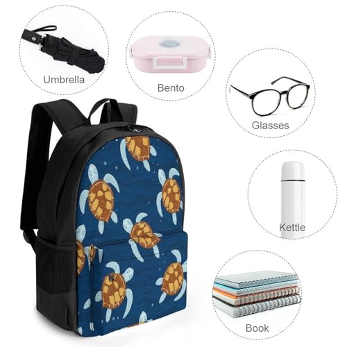 Mens Large Capacity Cute Sea Turtles Bags, Backpack Easy to Clean, Lightweight Bag for Daily Travel College Airplane Essentials4