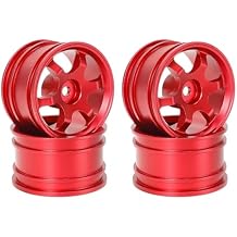 4pcs 42mm 1/10 RC On-Road Drift Racing Car Metal Wheel Rim Wheel Hubs for Tam-iya M03 M04 M05 M06 M07 MB-01 XM-01 Upgrade PartsRed Type 02