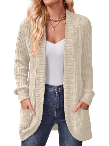 DB MOON Womens Long Cardigan Lightweight Sweater Open Front Long Sleeve Outfits with Pockets L...