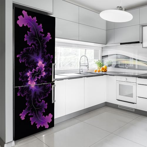 Cubiertas para nevera con diseño de hojas moradas y acabado lavable de alta gama 6