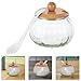 LIFKOME Clear Glass Sugar Bowl With Wooden Lid and Spoon Pumpkin Shaped Clear Glass Candy Jar Glass Sugar Storage Dispenser Container Seasoning Box Salt Bowl for Home Kitchen
