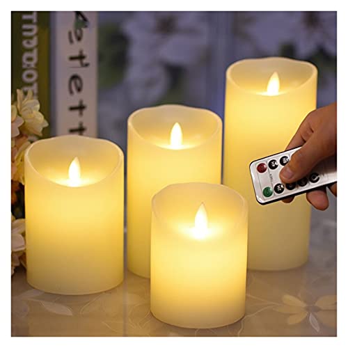 BOSUGE Decoraciones for Fiestas, Velas Falsas LED, Pilar Parpadeante Seguro Luz de Vela LED Control Remoto 2/4/6/8H Temporizador Parafina Dia.10cm-Ámbar Navidad (Color : Height 35cm Only) Cover