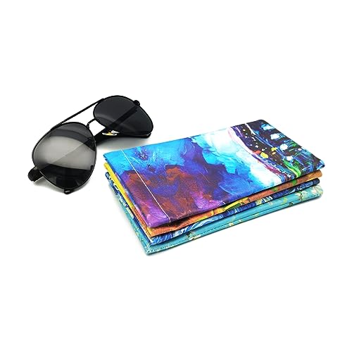 Image of 4 Pack Squeeze Eyeglasses Pouch, Leather Sunglasses Case Glasses Sleeve for Travel, Office, Study