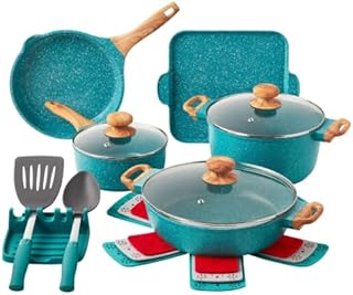 Pioneer Woman Prairie Signature 14-Piece Cast Aluminum Cookware Set, Tea...