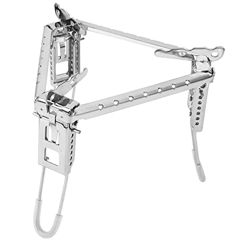 Tissting Campfire Tripod for Dutch Oven Stainless Steel Foldable Gas Stove Pot Rack Bracket Canister Stand Height Adjustable Portable Over Fire Camp Grill for Outdoor Camping Hiking Picnic(7.6×7.3in)
