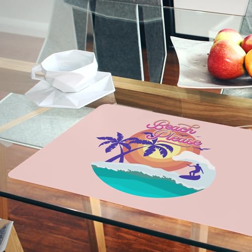 Napperon liège rose de table rectangulaire style vacances surf lot de 4