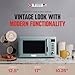 Haden 0.7 Cubic Foot Compact Countertop Microwave Oven, 700 Watt Small Microwave with 5 Power Levels & Express Functions, Turquoise & Chrome