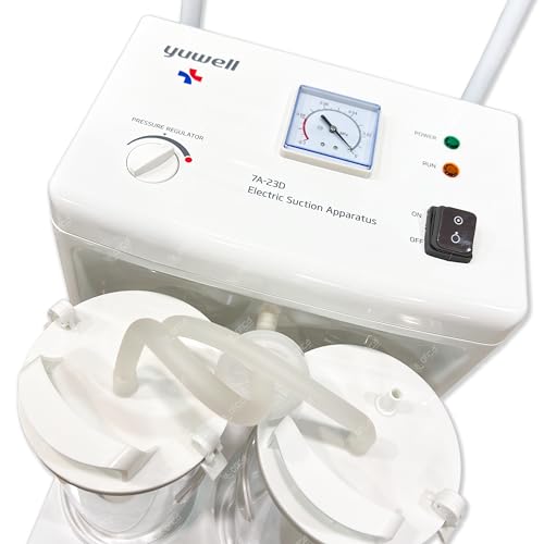 Image of OTICA Yuwell 7A-23D Electric Suction Apparatus | 20 LPM Capacity | Maintenance-Free Suction Pump | Includes 2 Plastec Jars