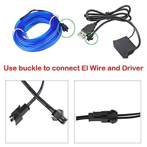 Grfd El Wire Ice Blue Interior Car Led Strip Lights, 3M Neon Wire Usb 5V With Fuse Protection For Automotive Car Interior Decoration With 6Mm Sewing Edge(3M/9Ft, Blue) #TOP2