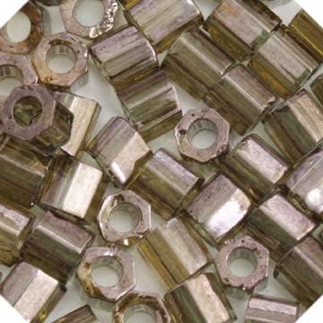 Miyuki Delica 8/0 Cut 5.2gms Japanese Seed Beads - Light Smoke Topaz Transparent Gold Luster