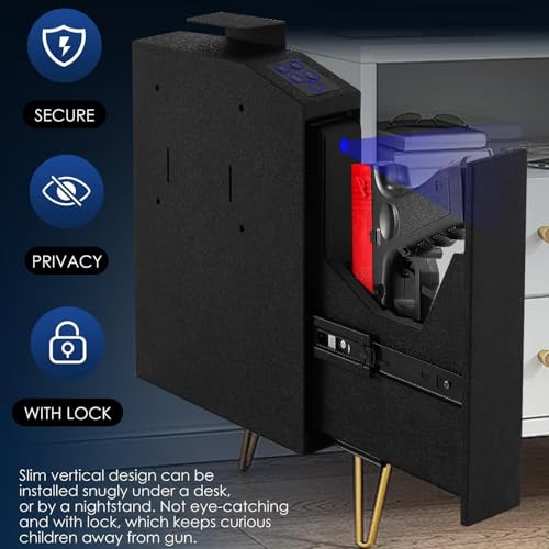 Coffre-fort for pistolets biométrique avec accès par code PIN et clé noire - 3