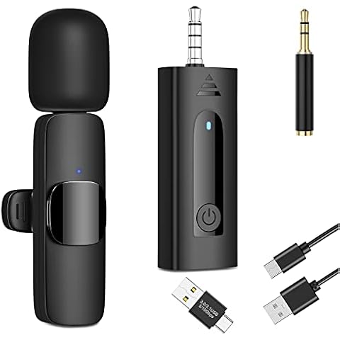 Wireless Lavalier Microphone for DSLR Camera/Computer/Laptop/MacBook/iPhone/iPad/Tablet, Professional Cordless Clip On Lapel Mic for Video Recording, YouTube, Vlog, Interview, Podcast Cover