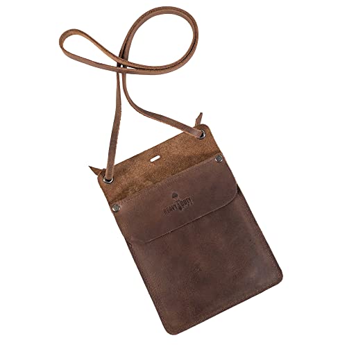 Heavy Duty Hide, Work Pocket With Hanging Strap For Neck Handmade From Full Grain Leather - Bourbon Brown #TOP2