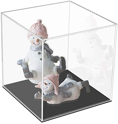 Cliselda Acrylic Display Case with Black Base, Display Stand Box,Cube Organizer Stand Riser Dustproof Protection Showcase for Action Figures Toys Collectibles Jewelry (6x6x6 Inch, 15x15x15 cm)