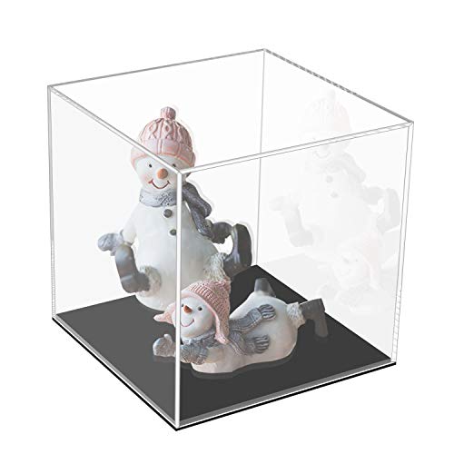 Cliselda Clear Acrylic Display Case With Black Base 4X4X4 Inch, Countertop Box Cube Organizer Stand Riser Dustproof Protection Showcase For Action Figures Toys Collectibles #TOP6