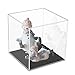 Cliselda Acrylic Display Case with Black Base 5x5x5 inch, Clear Square Acrylic Box Cube Small Storage Containers, Fully Assembled Dustproof Plastic Display Box for Collectibles Action Figures