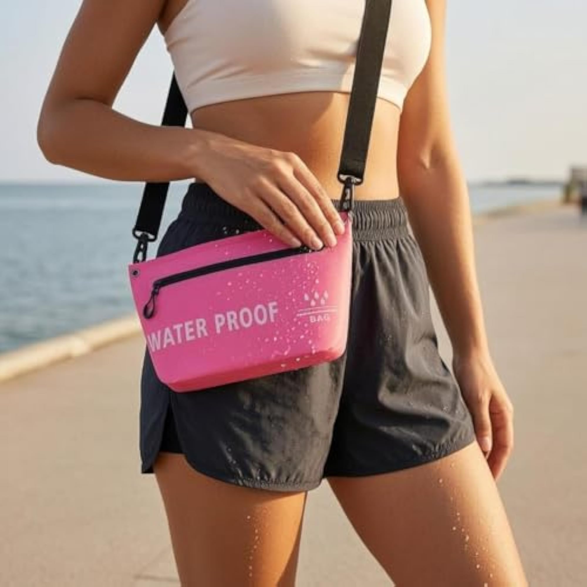 Waterproof Crossbody Bag with Adjustable Strap for Water Activities, Yellow