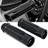 Cyreedom 1インチ オートバイ ハンドルバーグリップ 電子スロットル 1インチ ハンドグリップ ハーレーツーリング ストリートグライド ロードキング FLH/T FLHX FLHR 2008-2023用 (ブラック1)