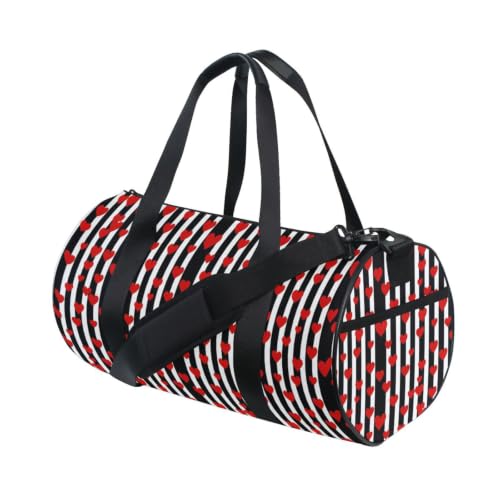 Bolsa de deporte de poliéster unisex con estampado de corazones rojos
