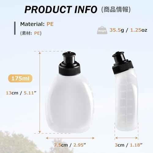 Image of Azarxis Running Water Bottles Flask BPA Free Leakproof Hydration Vest Packs Waist Belt Replacement for Triathlon Marathon Hiking Cycling Climbing Runner
