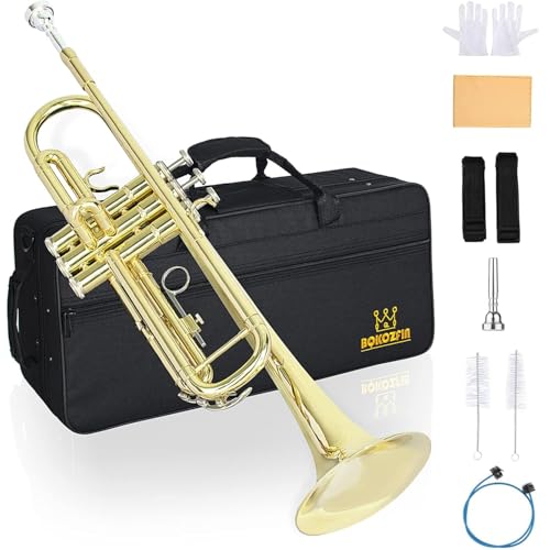 トランペット B♭調 管楽器 吹奏楽 Trumpet 初心者入門セット 真鍮製 めっき加工