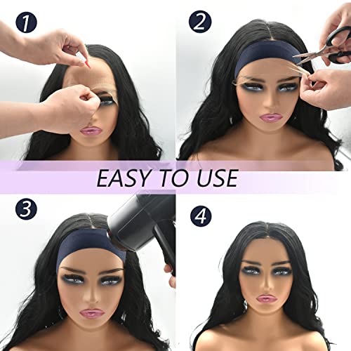 2Pcs Elastic Bands For Wig,Lace Front Wig Edge Band For Women,Lace Melting Band For Wigs And Baby Hair,Wig Bands For Keeping Wigs In Place,Wig Grip Headband Edge Wrap To Lay Edges,Wig Accessories (Black+Pink-02) #TOP7