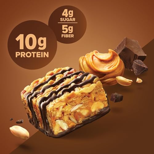 Pure Protein Nut Bars, Peanut Butter Dark Chocolate, 10g Protein, 1.64 oz, 10 Pack Gluten Free, Low Sugar, Peanut Butter Dark Chocolate