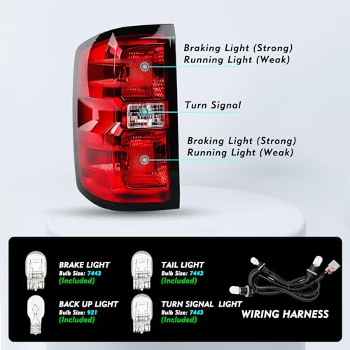 Image of TUSDAR Upgraded Lens Headlight and Tail Light Assembly Fit for 2014 2015 Chevy Silverado 1500 Pickup Truck OE Style Halogen Lamps Replacement Chrome Housing Amber /Driver & Passenger Side w /Bulbs