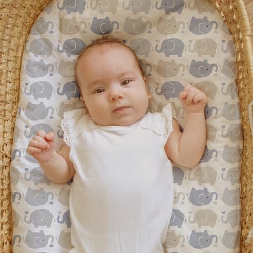 Image of Gllquen Baby Bassinet Sheets 2 Pack, 100% Organic Cotton Bassinet Fitted Sheets for Girls Boys, Soft & Breathable Unisex Baby Mattress Sheet for Standard Bassinets 33 inchx17 inch(Blue)